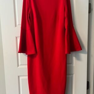 Calvin Klein Scarlet Bell-Sleeve Sheath Dress